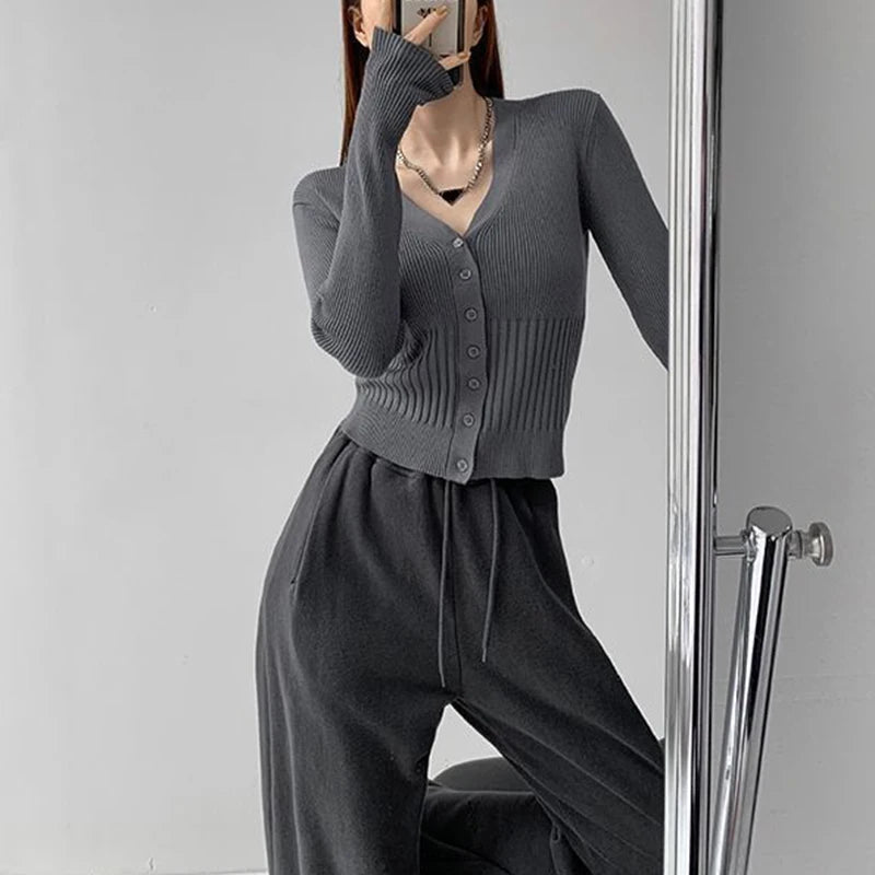 Rimocy Women's V Neck Cropped Cardigan Korean .
