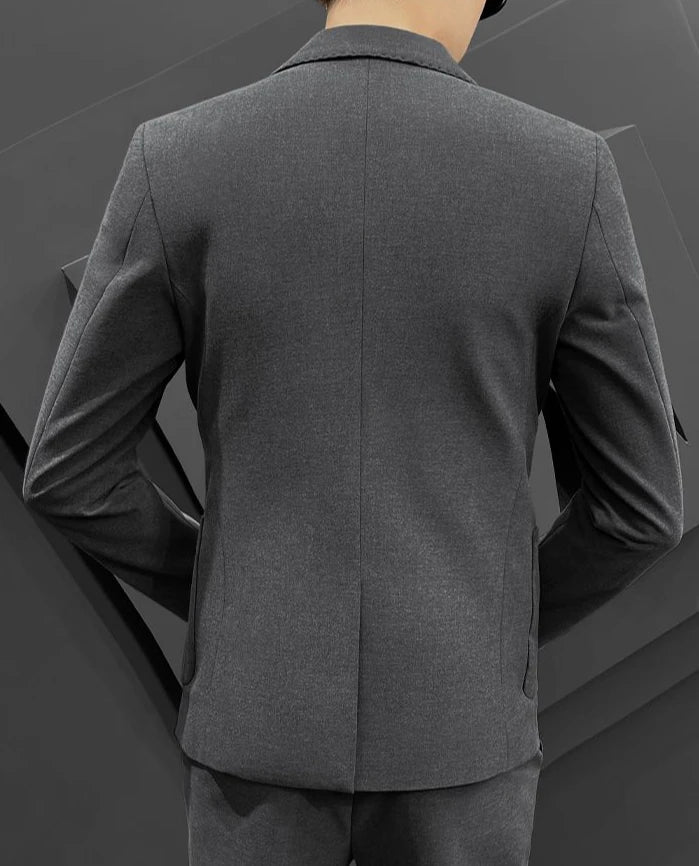 2 Piece Formal Outfit Set Male Big Size Grey Full Men's Dress .