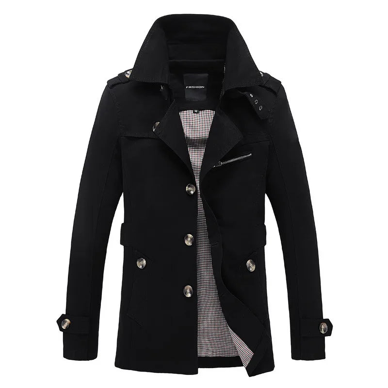 Men Long Winter Jackets Slim Fit Warm Trench Coats .