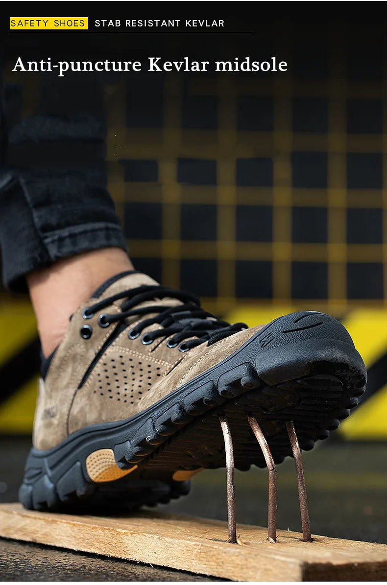 Work Safety Shoes Men Anti-smash Anti-puncture Work Sneakers Lightweight Breathable Protective Steel Toe Safety Boots
