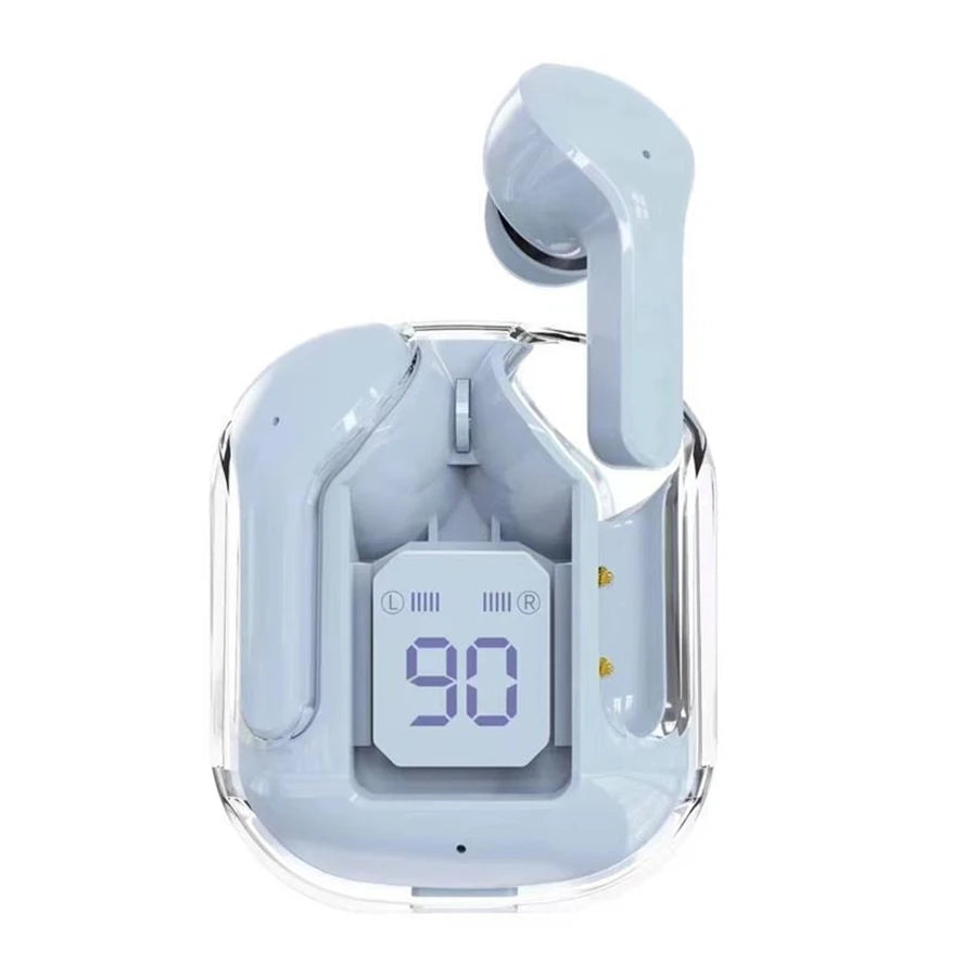 Original T2 Wireless Bluetooth Earphone Transparent HIFI Headphones LED .