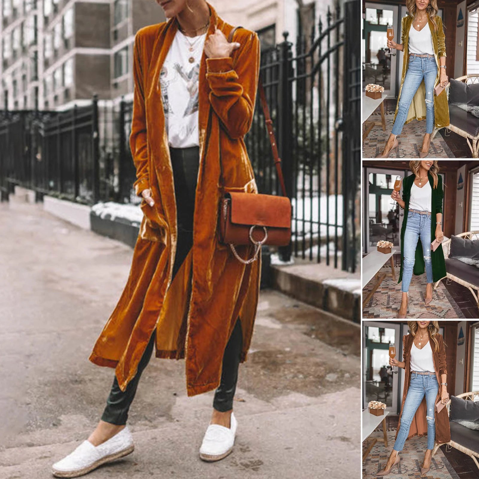 Stylish Women Coat Warm Fashion Golden Velvet Small Suit Jacket .