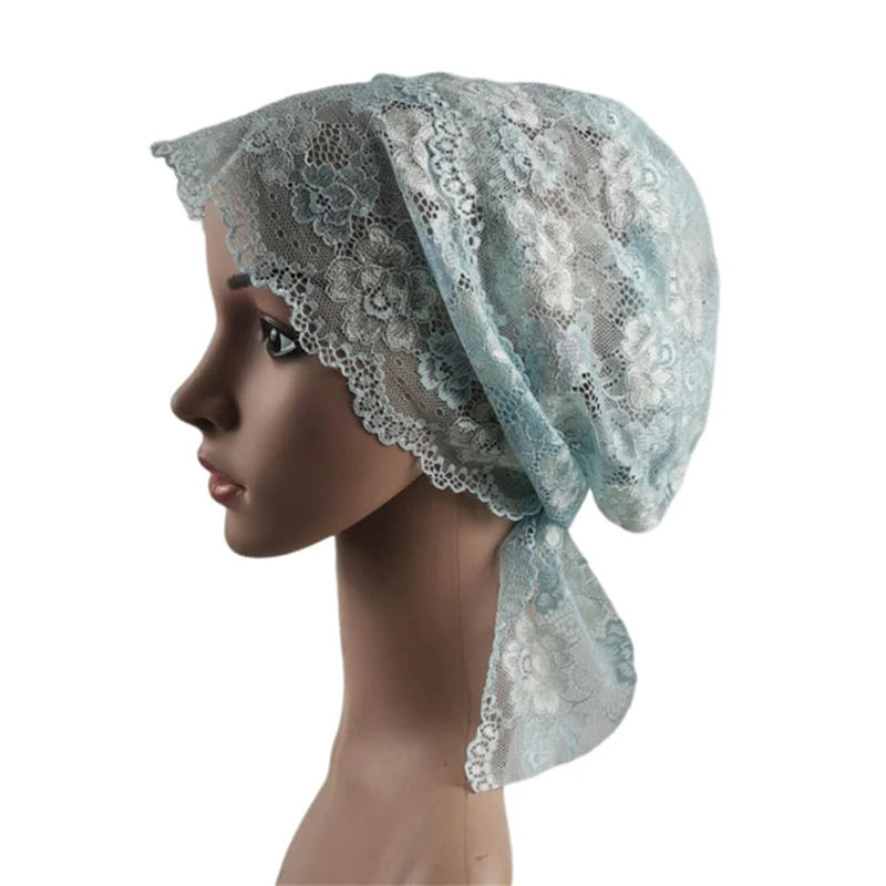 Muslim Women Head Scarf Lace Flower Underscarf Elastic Hijab  Cover Headwrap Chemo Cap Islam Headband Bonnet Turbante Mujer
