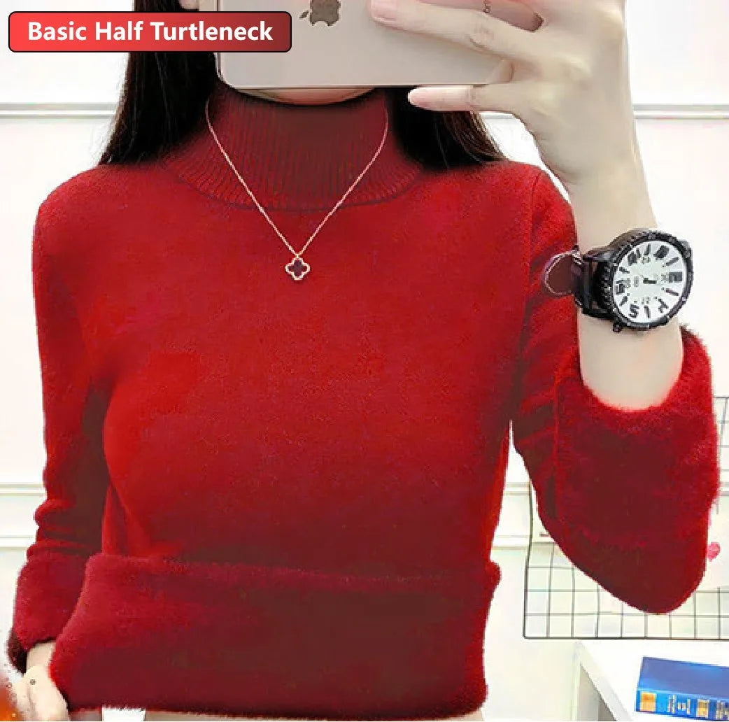 Turtleneck Winter Sweater Women Elegant Thicken Velvet.