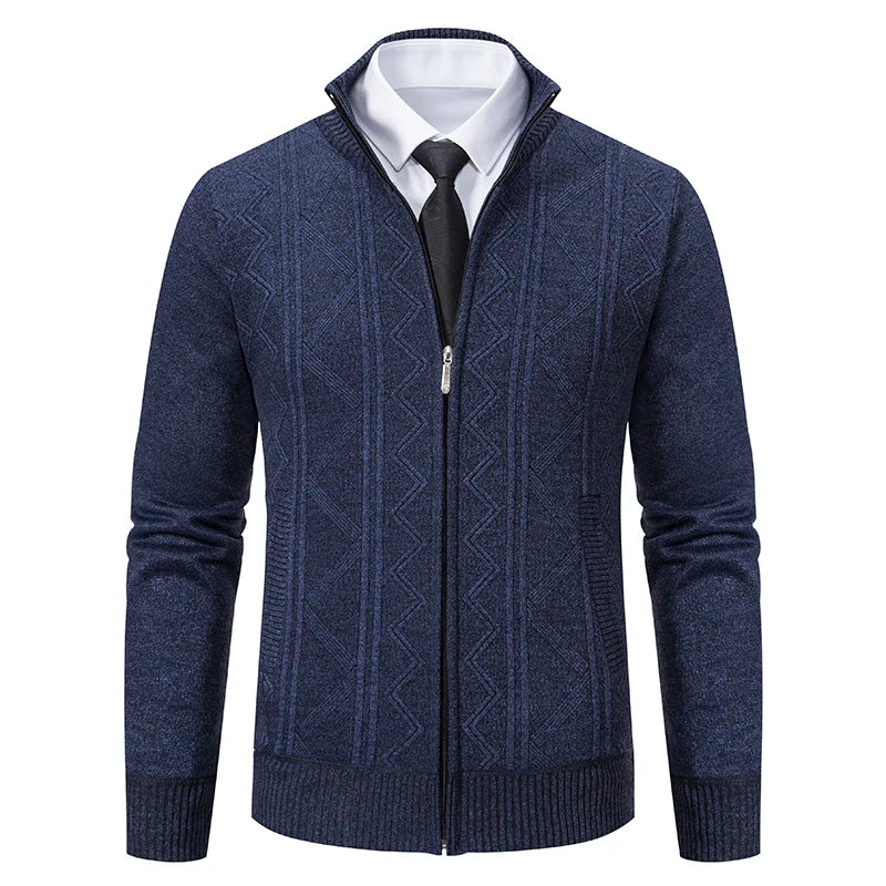 Men's Knitted Cardigan Jacket Autumn Winter Plush Sweater Men's.