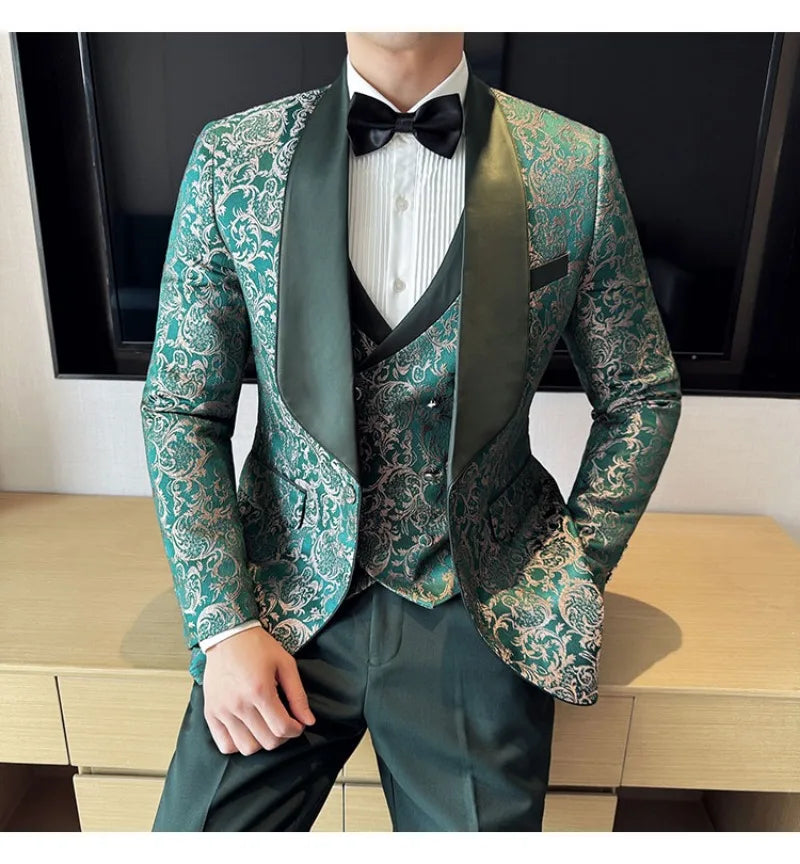 Spring  Men's British Style Business Casual Three-Piece Suit .