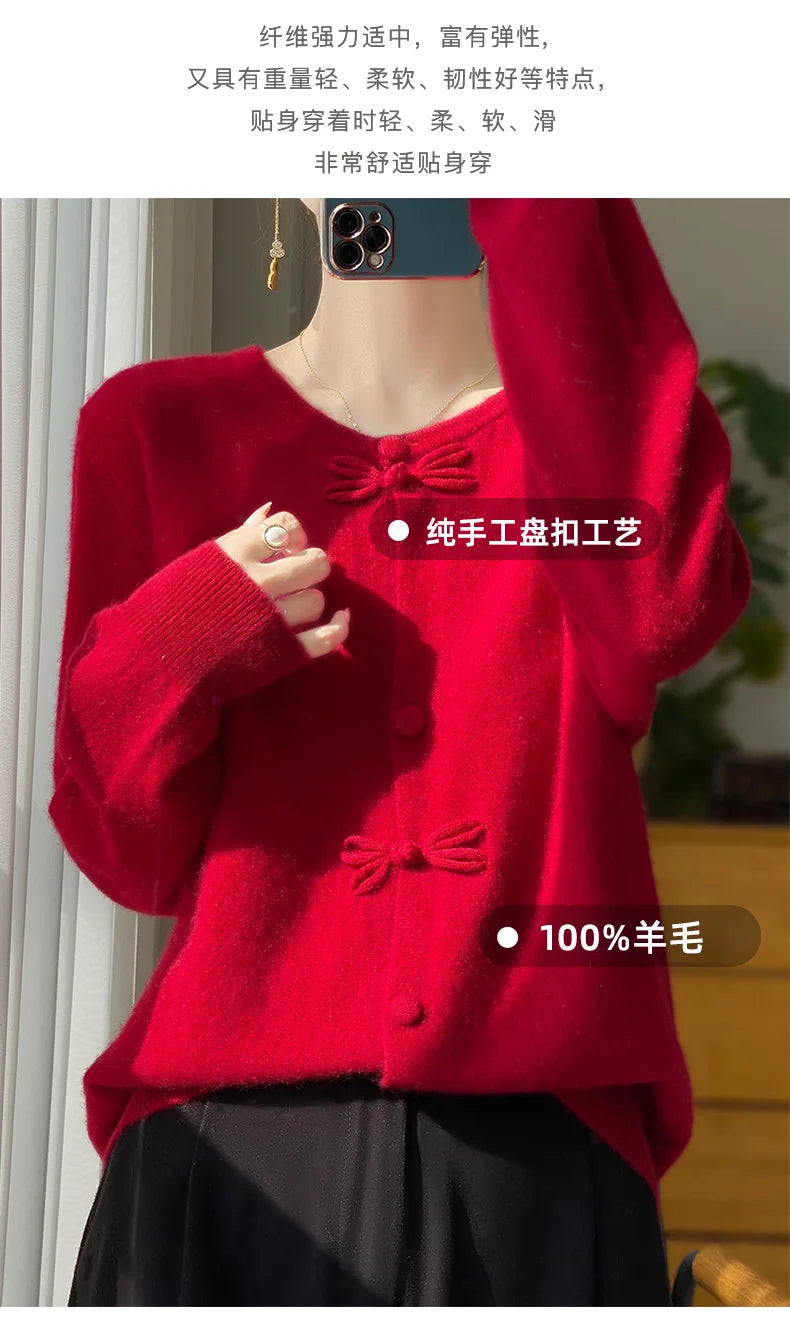 Women New Fashion Autumn Winter 100% Merino Wool Sweater .