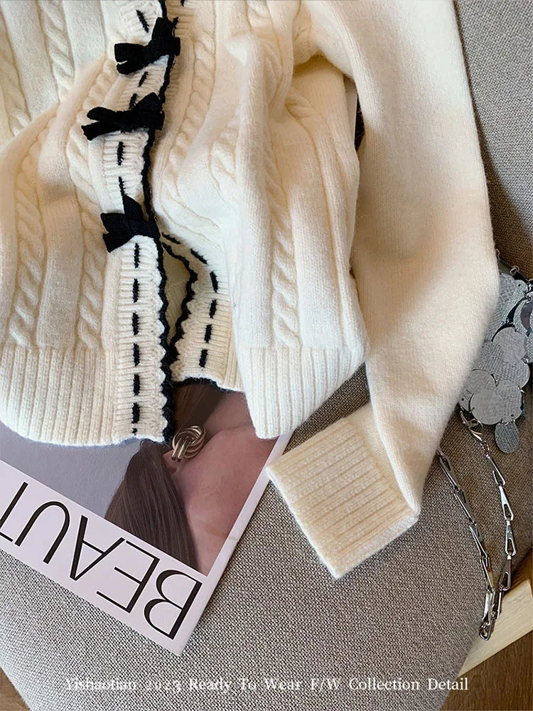 Elegant Knitted Cardigan Sweet Oversized Chic Sweater.