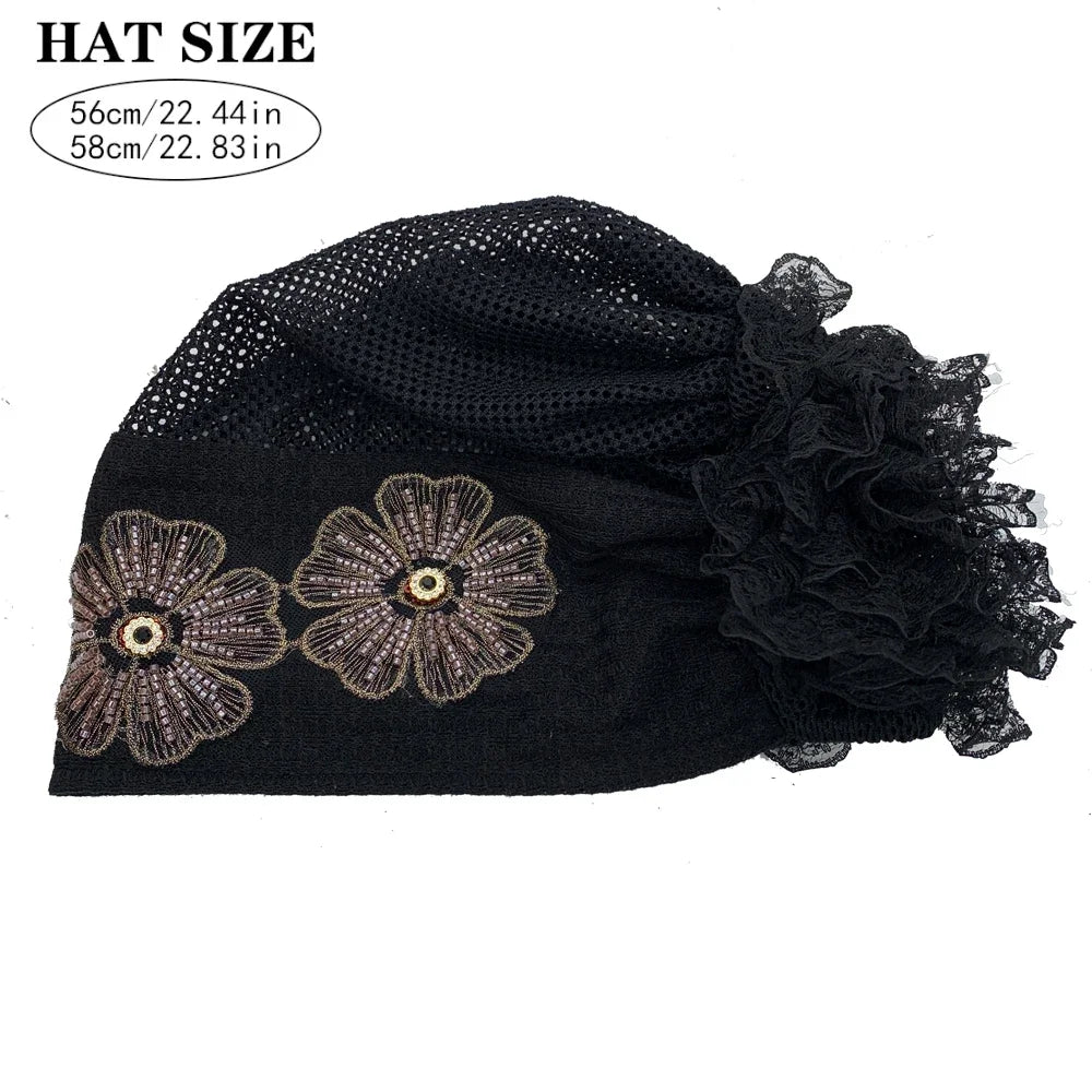 Muslim Under Scarf Hat Cancer Chemo Hats Turbante mujer Embroidery.