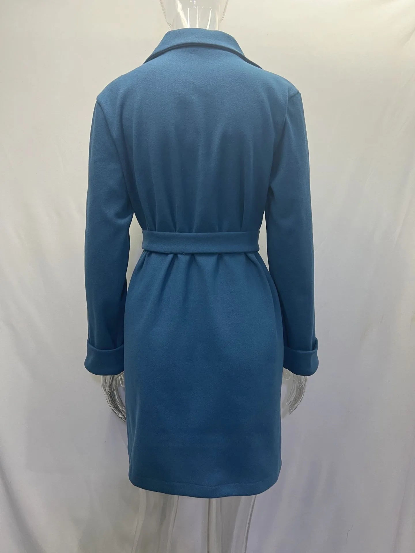 Women Hot Pink Trench Coat Casual Mid Long Overcoat.