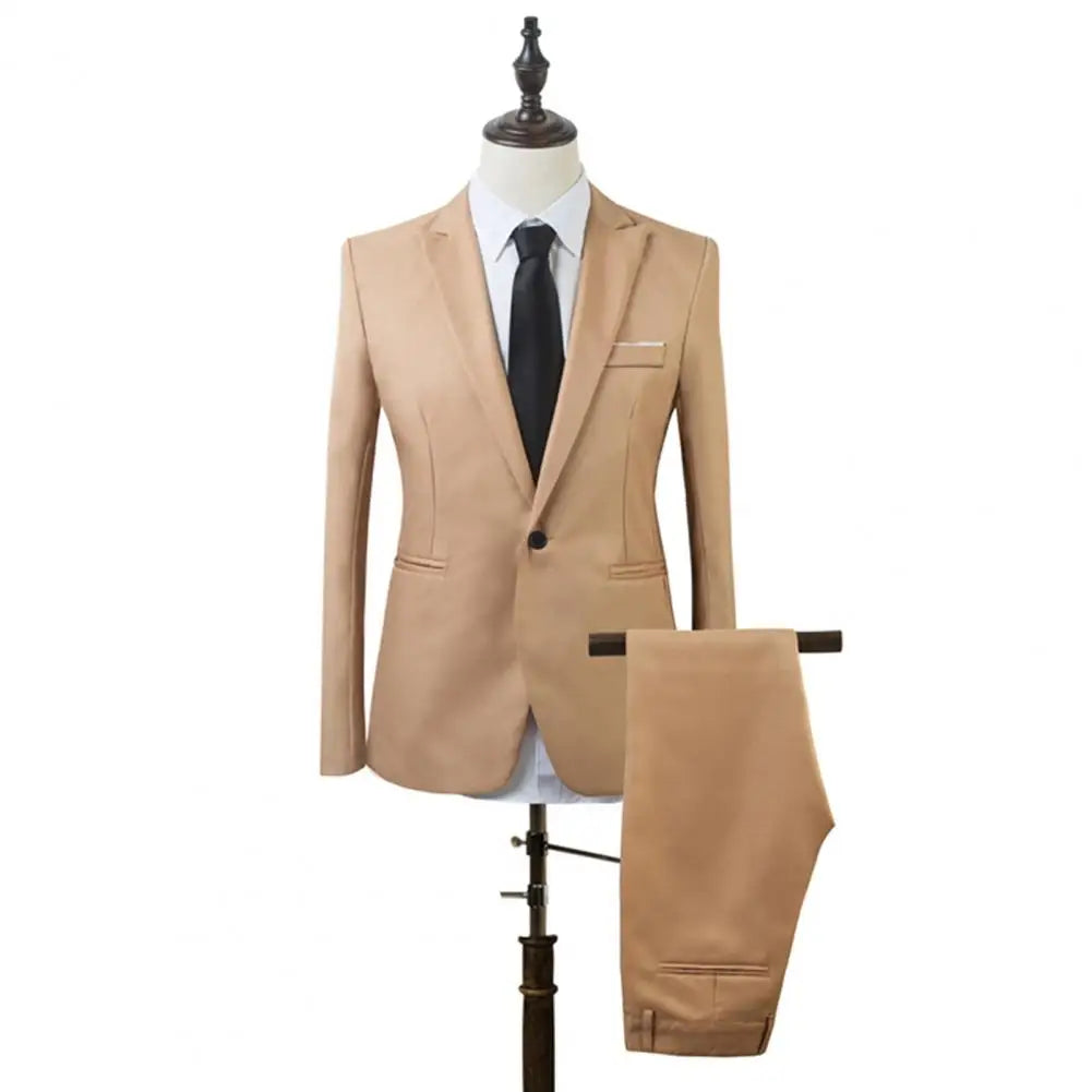 One Button Suit Soft Well-knit Handsome Slim Fit Business.