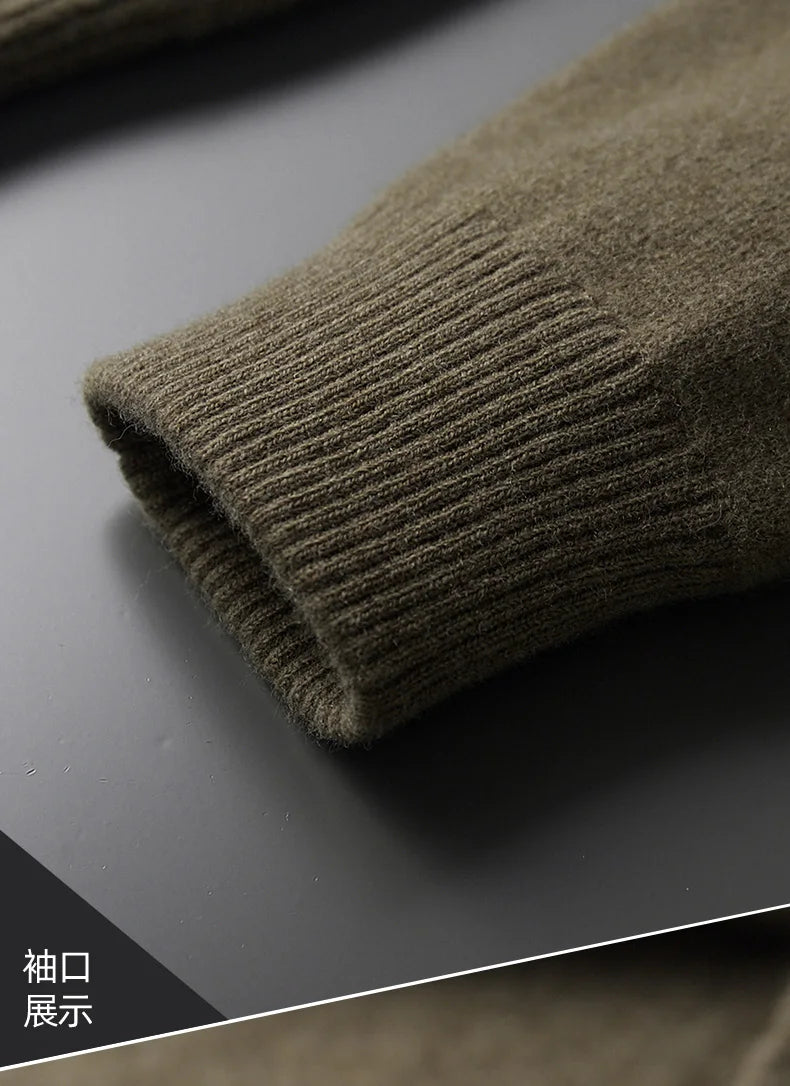 Autumn/Winter Cashmere Cardigan Men's Polo Neck Sweater.