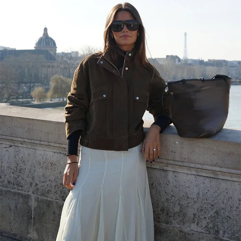 Street Suede Women's Jackets Vintage Brown.