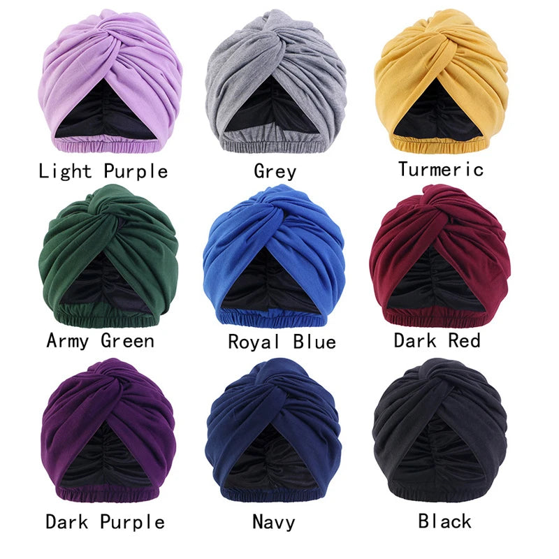 Muslim Jersey Hijab Turban Cap Forehead Cross Soild Color Turbante Hat Islamic Headwear India Bonnet for Women Inner Hijab Caps