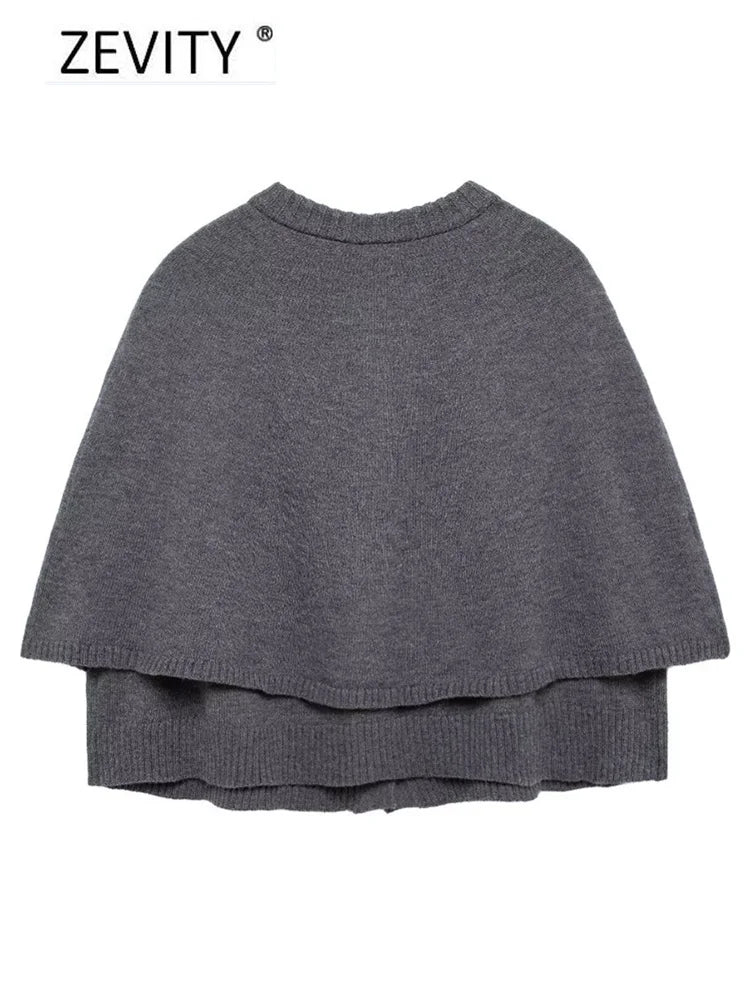 Women O Neck Breasted Solid Color Knitted Shawl Sweater Jacket Female .