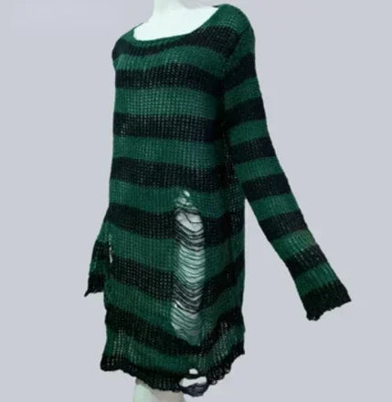 ZMZBCH Sexy Hollow Out Striped Long Sweaters .
