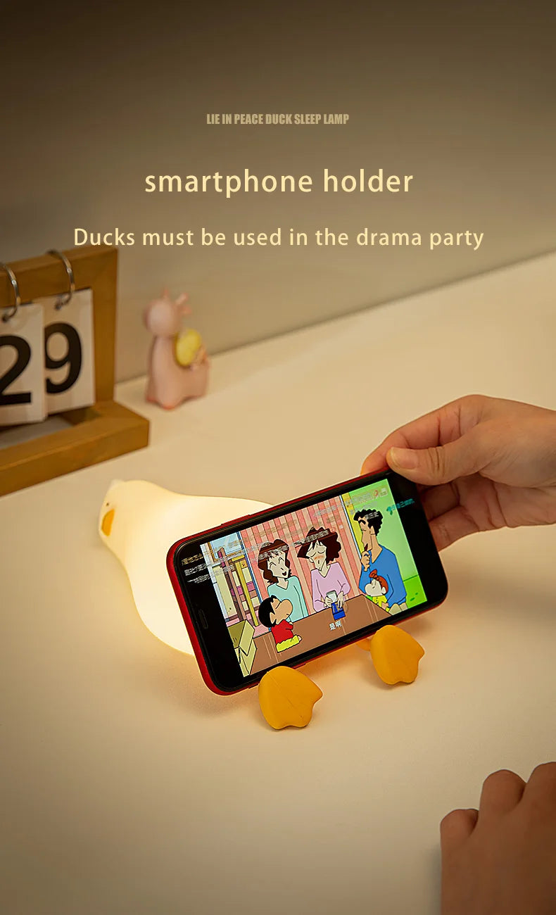 LED Cute Duck Nightlight USB Rechargeable Night Lamp Touch Sensor.