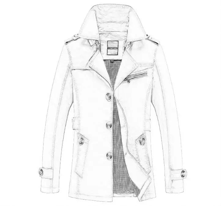Men Long Winter Jackets Slim Fit Warm Trench Coats .