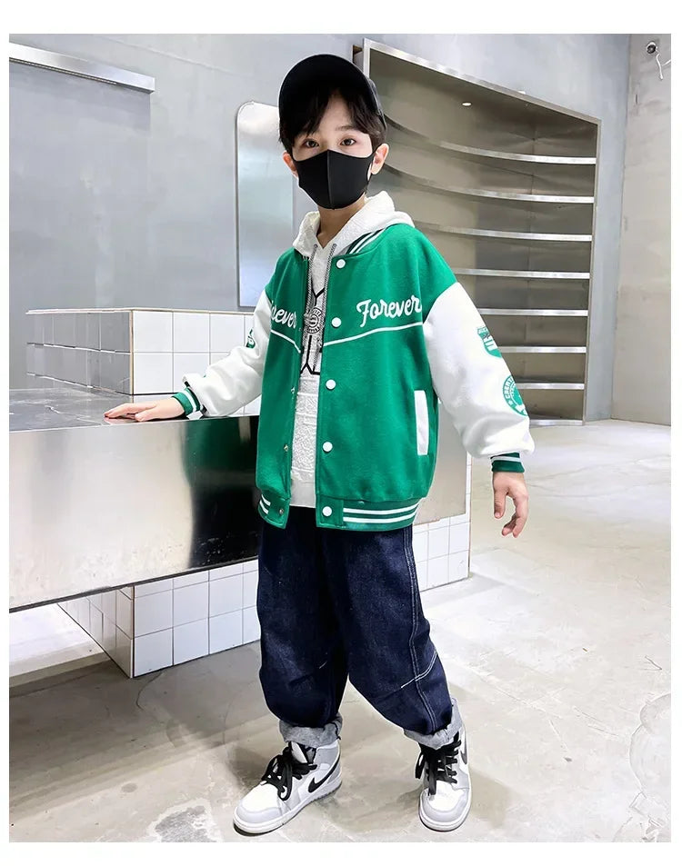 Fashion Spring Autumn Long Sleeve Outwear Teenager Kids.