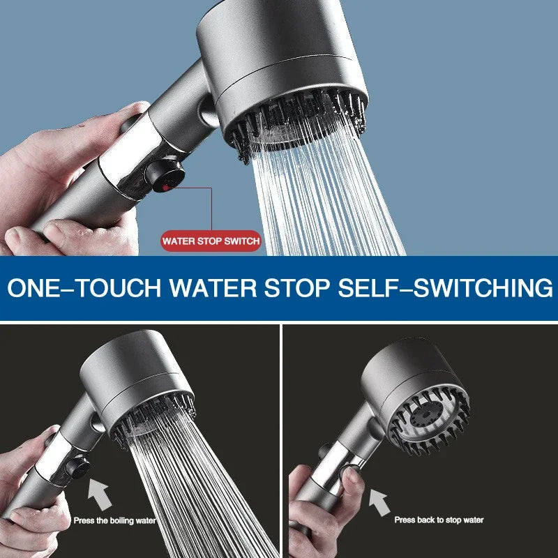 High Pressurized Filter Shower Head 3-mode Adjustable Spray with  Bathroom Accessories.