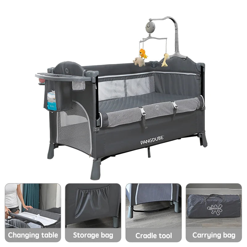 PANGDUBE Multifunctional Baby Crib 120*60cm Baby Bed,