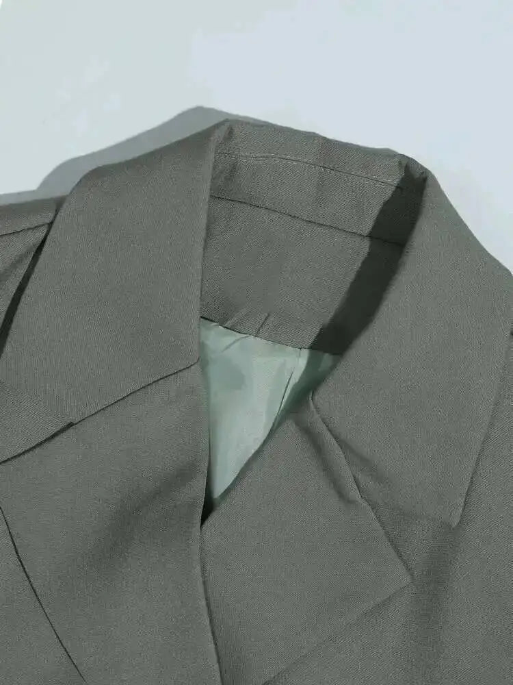 EAM Green Brief Blazer Women Big Size Casual .
