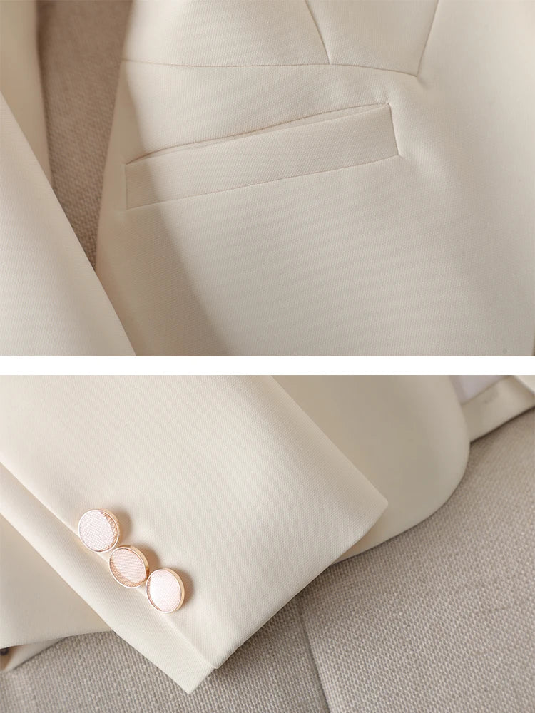 Office Ladies Formal Blazer Women Beige Coffee Black Female Work .