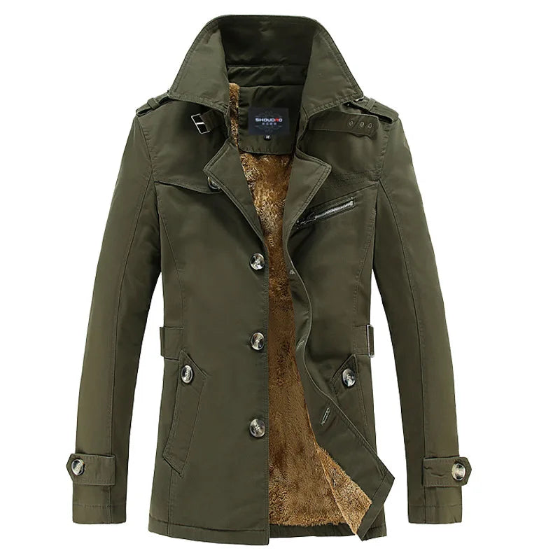 Men Long Winter Jackets Slim Fit Warm Trench Coats .