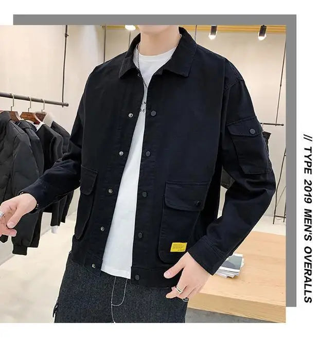 Men's Casual Jacket Spring Autumn Button Lapel Work Coat .