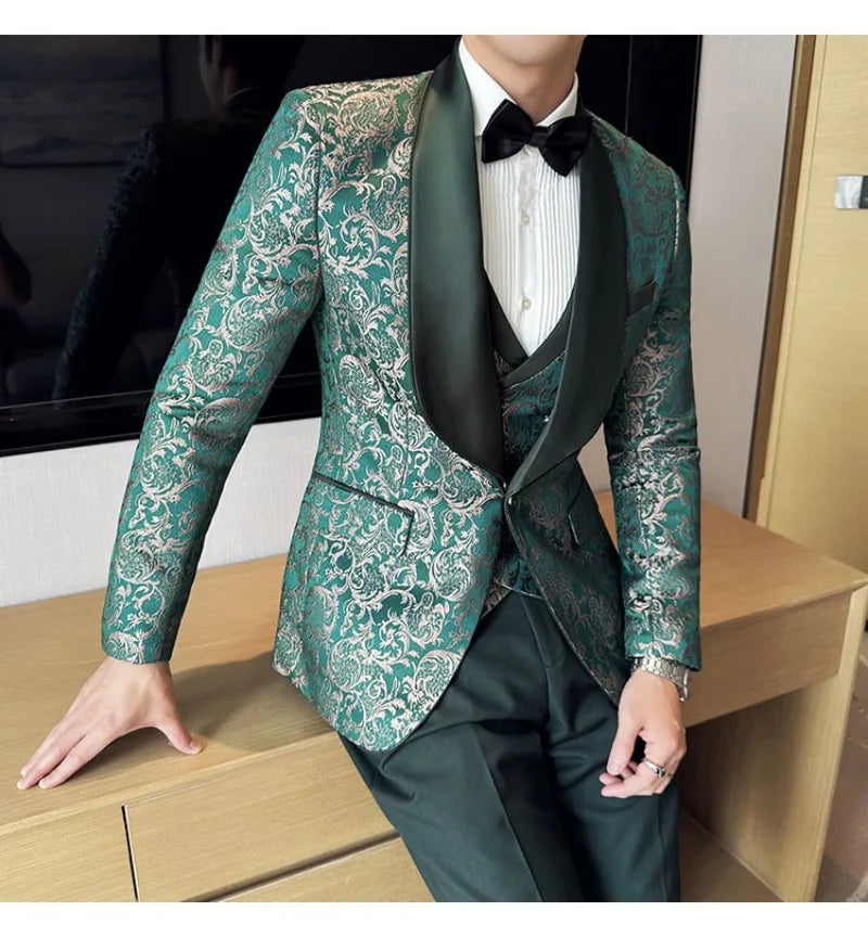 Spring  Men's British Style Business Casual Three-Piece Suit .