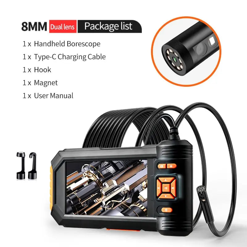 Dual & Triple Lens Industrial Endoscope 1080P 5 ''LCD Borescope Inspection.
