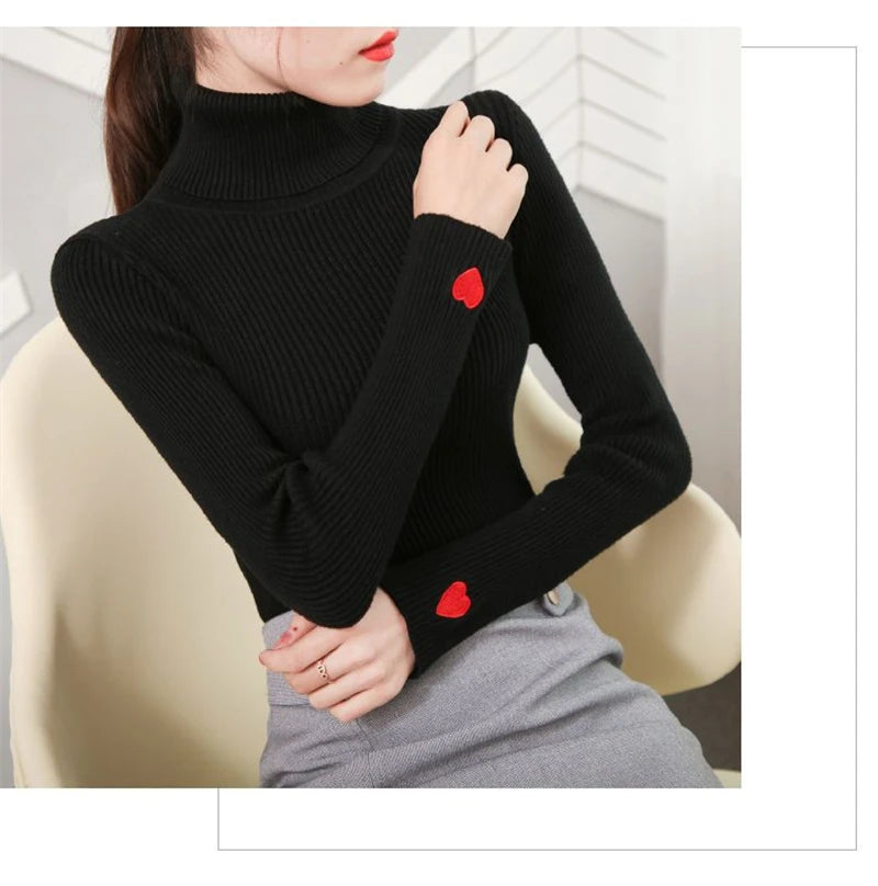 Fashion Turtleneck Pullover Sweater Elegant Long Sleeve .