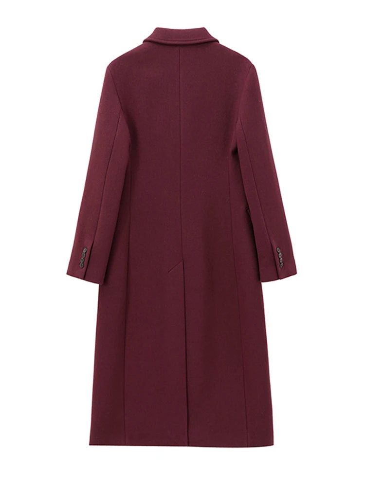 Faux Fur Long Jackets Women Casual Loose Lapel Double Breasted.