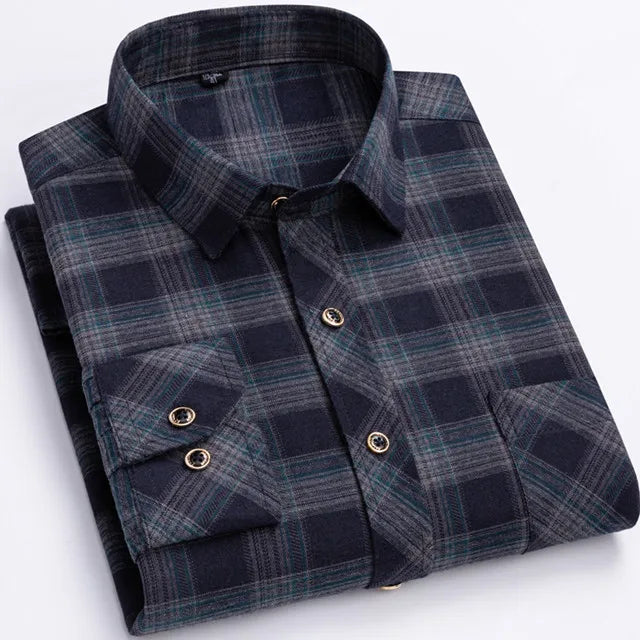 New Men's Plaid Shirts Long Sleeve Checked Shirt Formal Fashion.