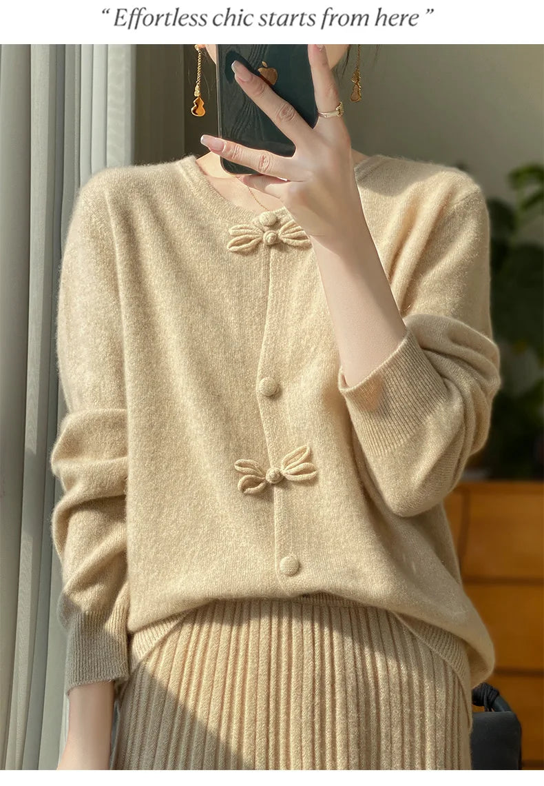Women New Fashion Autumn Winter 100% Merino Wool Sweater .