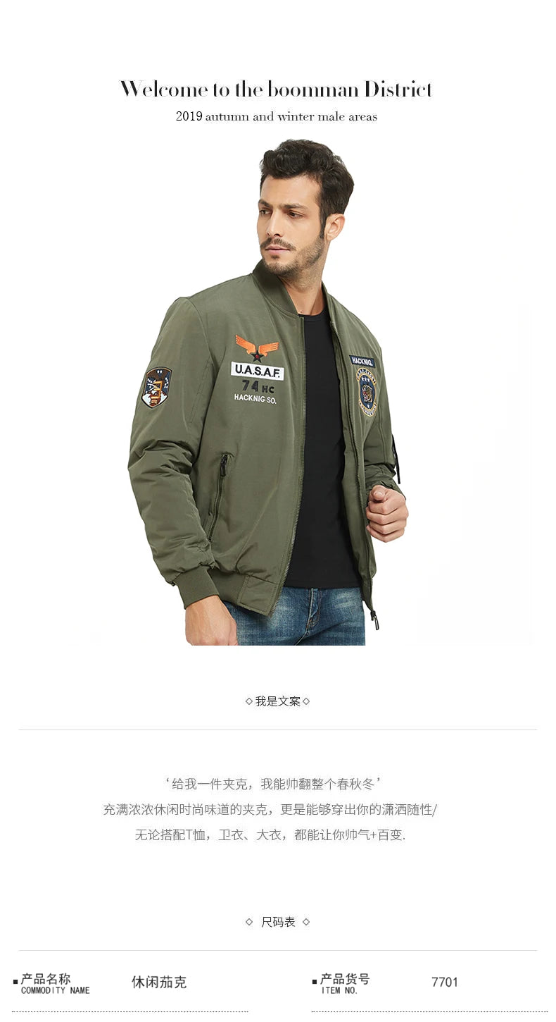 Men Military Pilot Reversible Jackets Men Autumn Bomber.