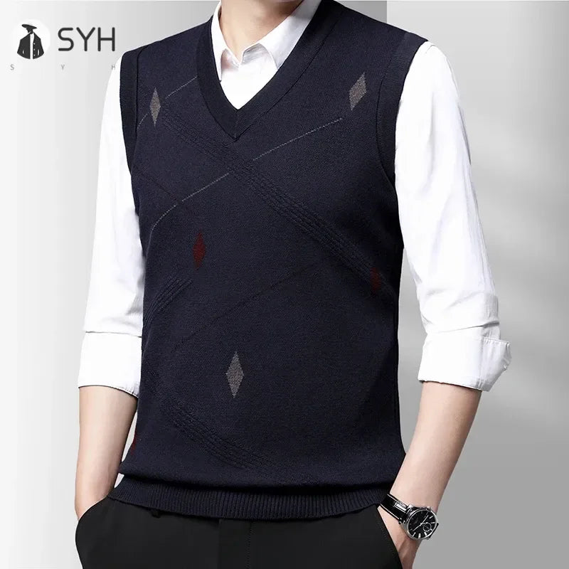 Men's Thickened Casual Sweater Tank Top Autumn and Winter Warm Men's Vest.