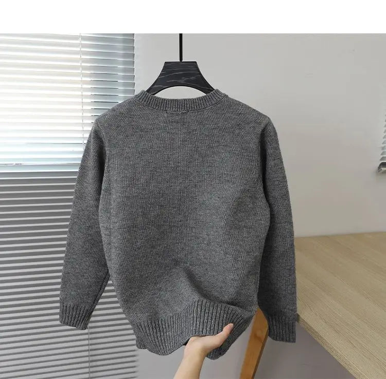 2023 Autumn and Winter Korean Edition Simple Solid Color Pullover Round Neck Soft and Versatile Popular Underlay Knitted Sweater