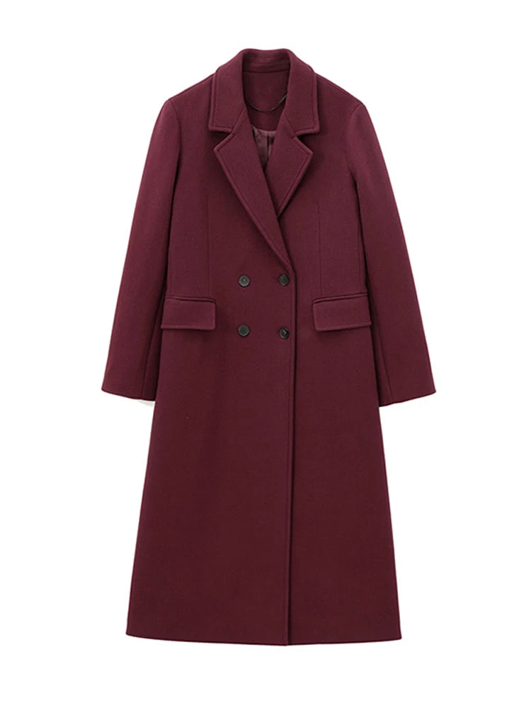 Faux Fur Long Jackets Women Casual Loose Lapel Double Breasted.