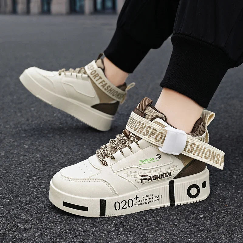 Kids Fashion Sports Shoes Boys High Top Board Shoes.