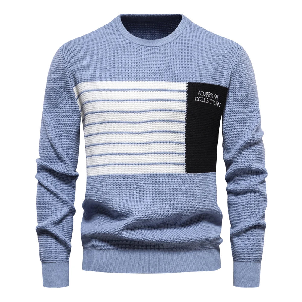 AIOPESON Fashion Stripe Youth Sweater for Men Casual.
