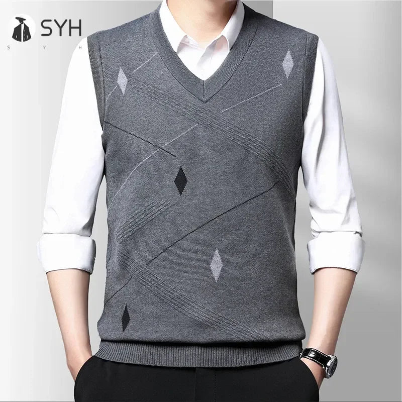 Men's Thickened Casual Sweater Tank Top Autumn and Winter Warm Men's Vest.