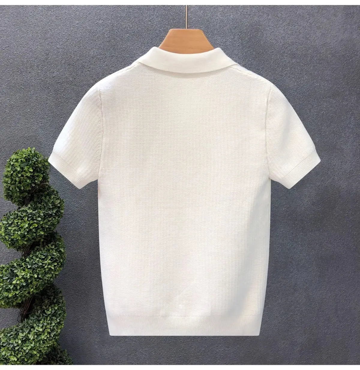 Men's Polo Shirt, Korean Style Slim Fit Collar Solid Color Casual Thin Sleeve Trendy Knit Top