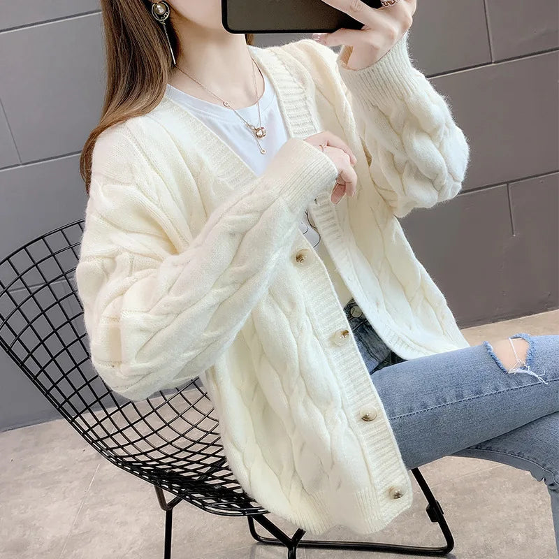 Women's Knitted Cardigan Sweater Loose Fashion .
