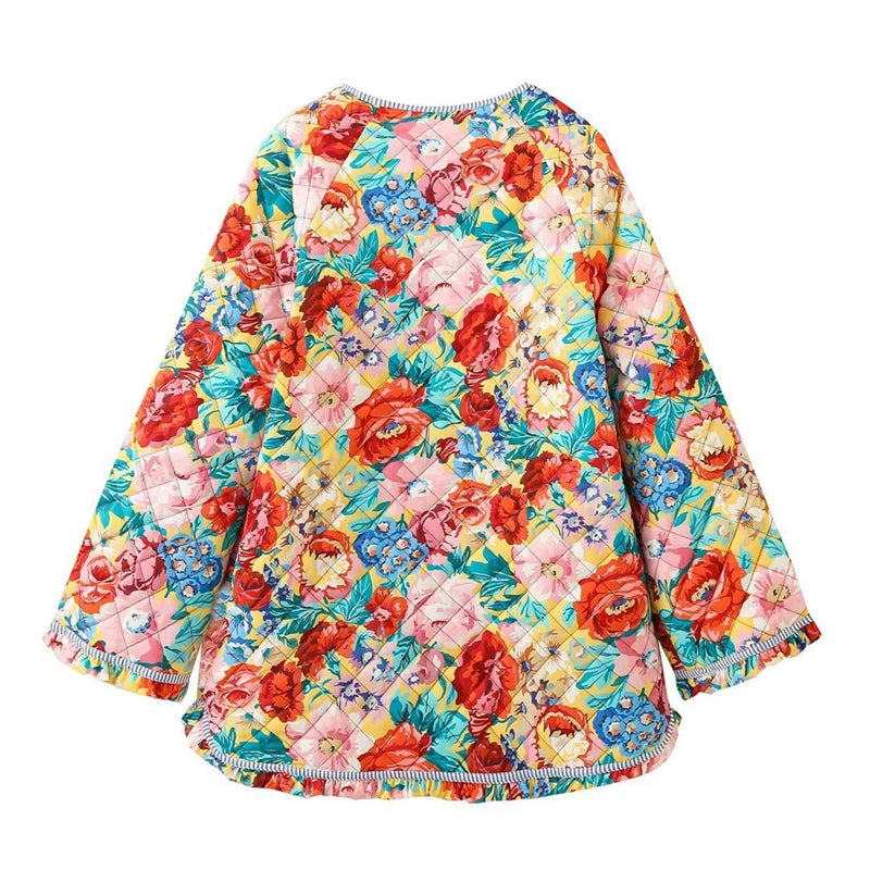 Maemukilabe Floral Print Loose Quilted Jacket .