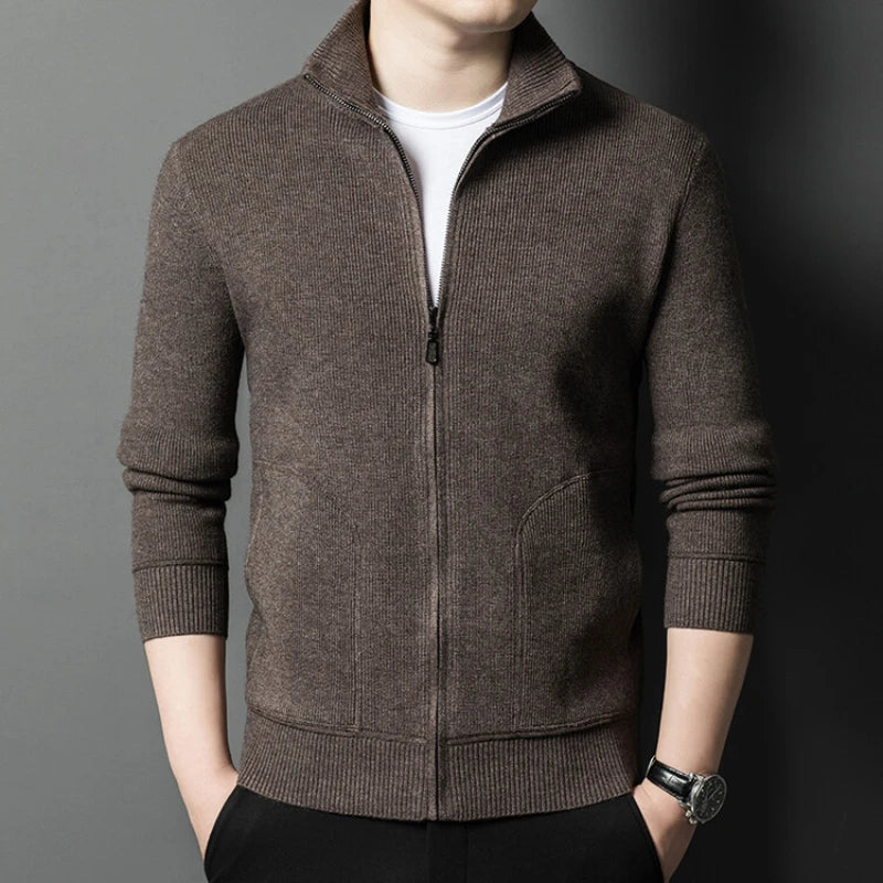 Solid Color Long-sleeved Stretch Cardigan for Men,