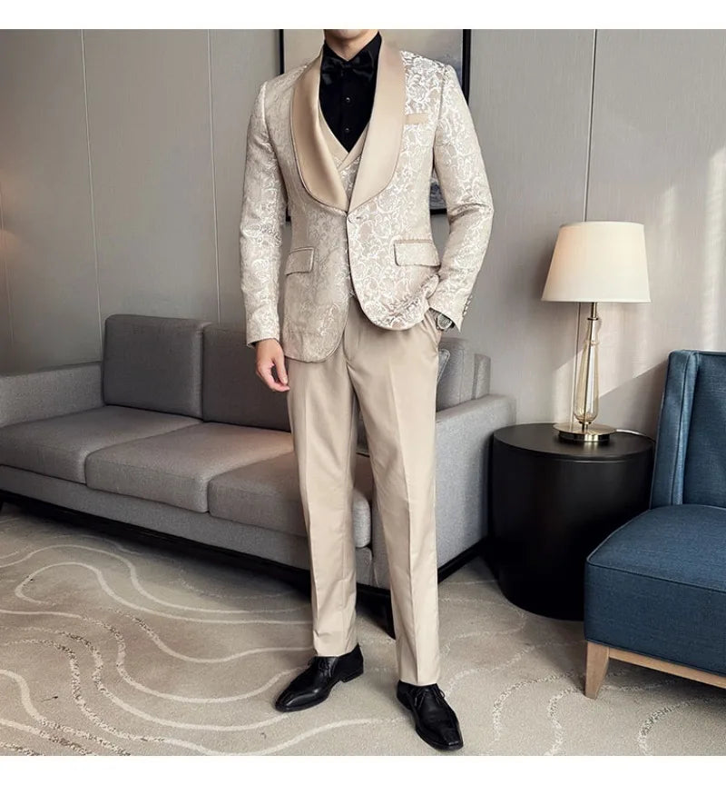 Spring  Men's British Style Business Casual Three-Piece Suit .