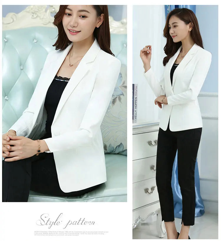 Women Blazer Office Lady Elegant Slim Notched Women Blazers .