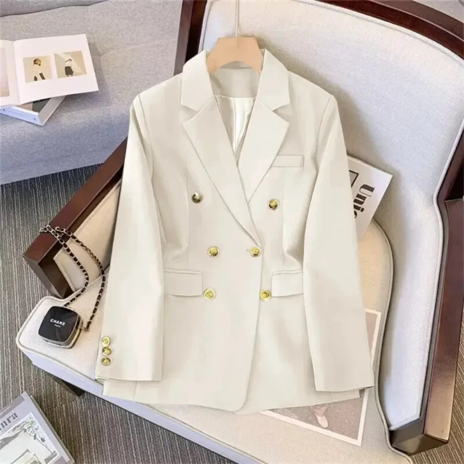 Spring Autumn Women Chic Office Lady Double Breasted Blazer .