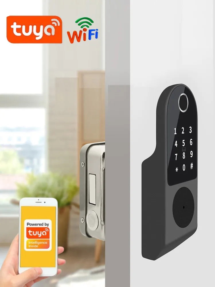 TUYA WIFI Smart Door Locks Fingerprint Lock Outdoor Waterproof Gate Locks .
